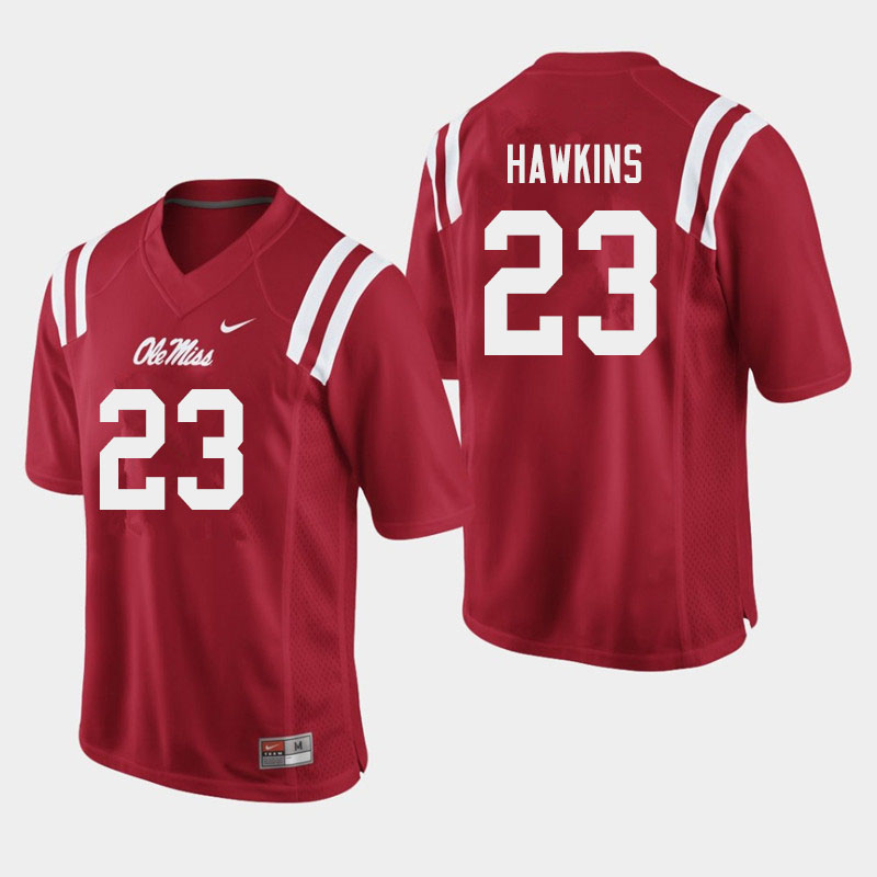 Men #23 Jakorey Hawkins Ole Miss Rebels College Football Jerseys Sale-Red - Click Image to Close